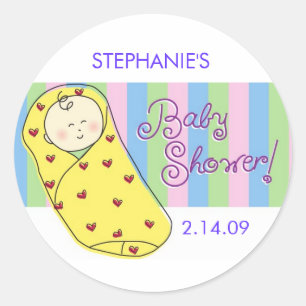 Adesivo Redondo Baby In Blanket Stickers