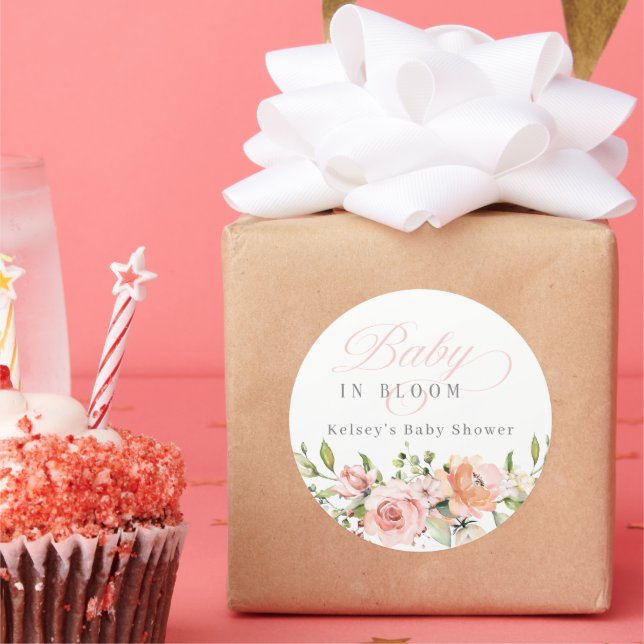 Adesivo Redondo Baby In Bloom Chá de fraldas Favor Stickers (Festa)