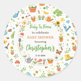 Adesivo Redondo Baby in Bloom Garden Baby Shower | Cute Floral 