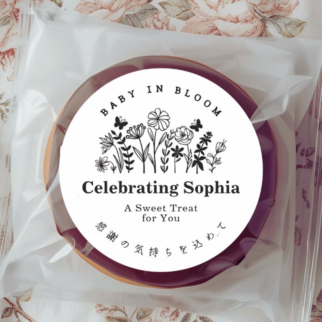 Adesivo Redondo Baby in Bloom Minimalist Wildflower Floral (Criador carregado)