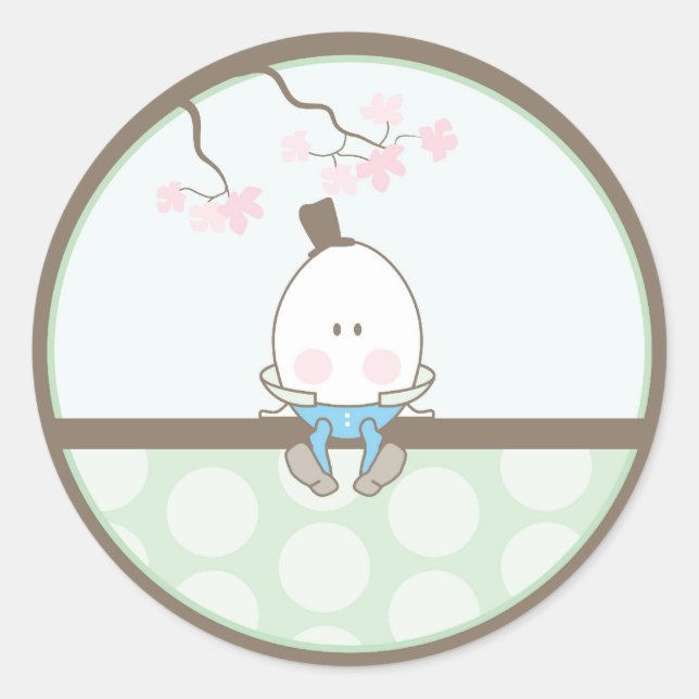 Adesivo Redondo Baby Invitation ou Favor Sticker (Frente)