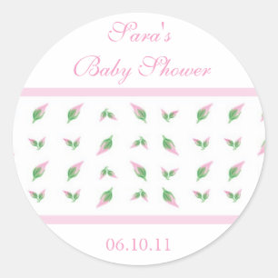 Adesivo Redondo Baby Invitation ou Favor Sticker - Rosebud