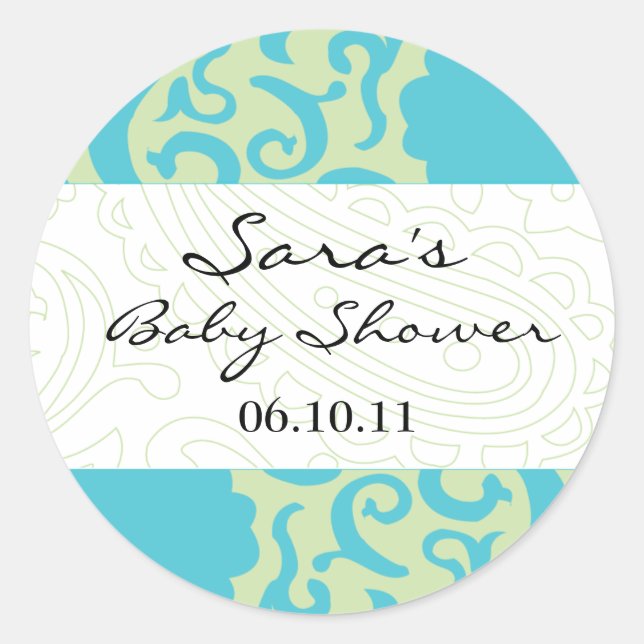 Adesivo Redondo Baby Invitation ou Favor Sticker - Tecido Divertid (Frente)