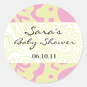 Adesivo Redondo Baby Invitation ou Favor Sticker - Tecido Divertid