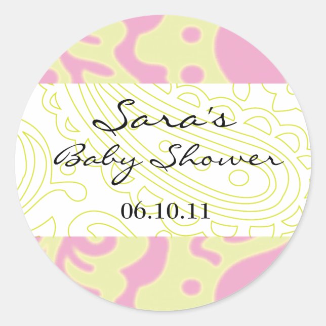 Adesivo Redondo Baby Invitation ou Favor Sticker - Tecido Divertid (Frente)