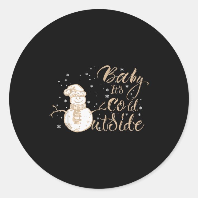 Adesivo Redondo Baby It's Cold Outside Cute Snowman Christmas Wint (Frente)