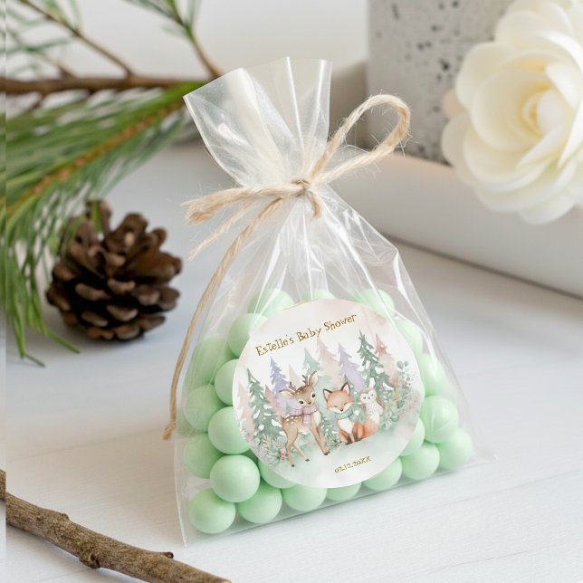 Adesivo Redondo Baby It's Cold Outside modern Winter Woodland  (Criador carregado)