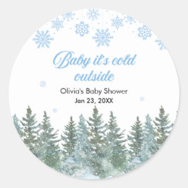 Adesivo Redondo Baby It's Cold Outside Winter Baby Shower