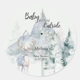 Adesivo Redondo Baby Its Cold Outside Winter Evergreen Baby Shower