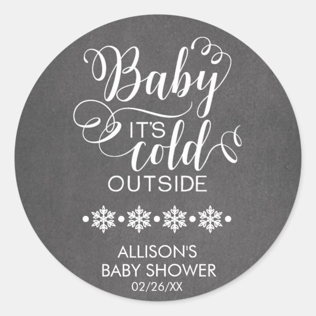 Adesivo Redondo Baby It's Fold Outside Chalkboard Chá Sticker (Frente)