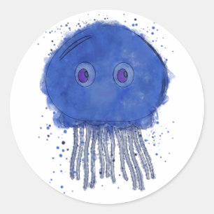 Adesivo Redondo Baby Jellyfish Watercolor