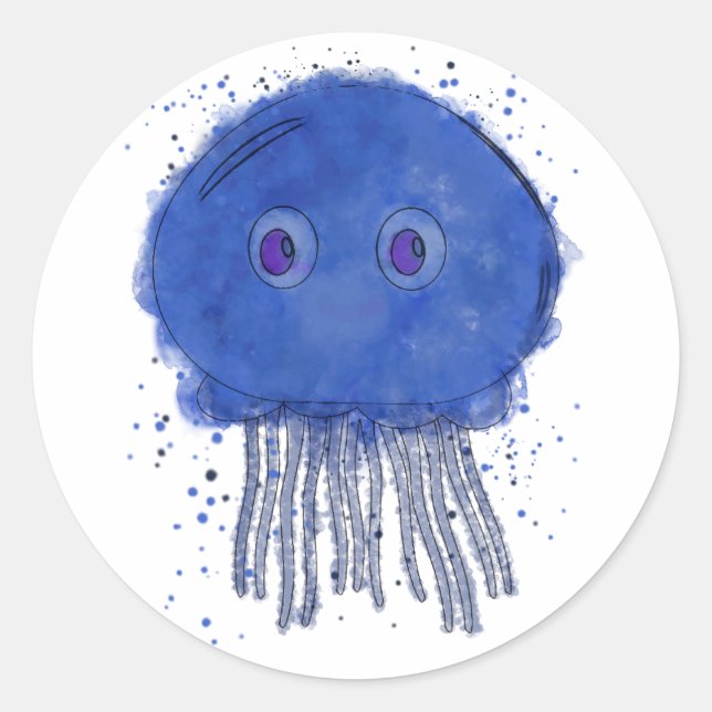 Adesivo Redondo Baby Jellyfish Watercolor (Frente)
