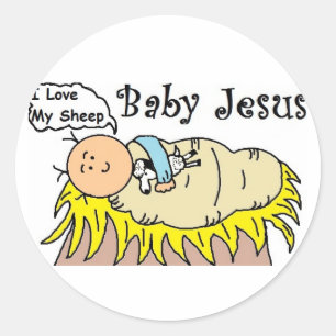 Adesivo Redondo Baby Jesus In Manger Sticker