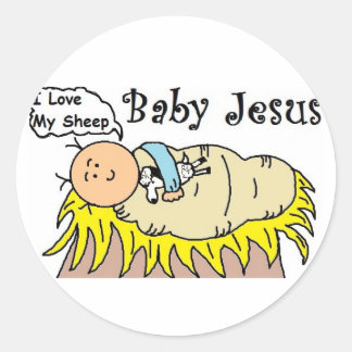 Adesivo Redondo Baby Jesus In Manger Sticker