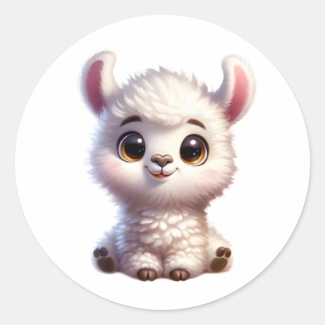 Adesivo Redondo Baby Lhama (Frente)