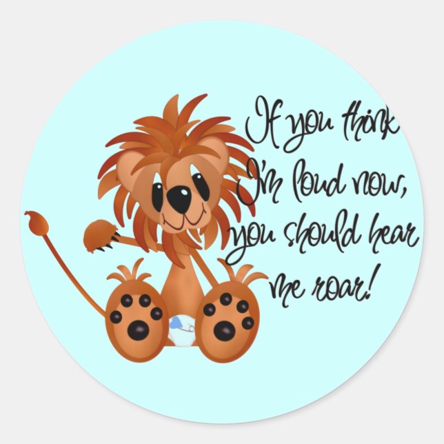 Adesivo Redondo Baby Lion Me Ouça Camisetas e presentes (Frente)