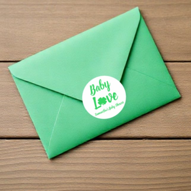 Adesivo Redondo Baby Love Shamrock Chá de fraldas (Criador carregado)