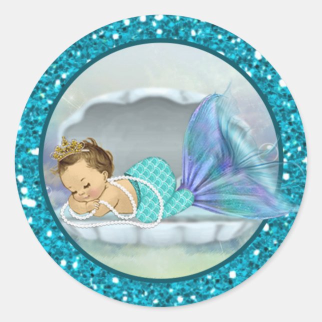 Adesivo Redondo Baby Mermaid Envelope Seals Sm Round Stickers 130 (Frente)
