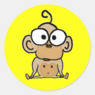 Adesivo Redondo Baby Monkey Stickers