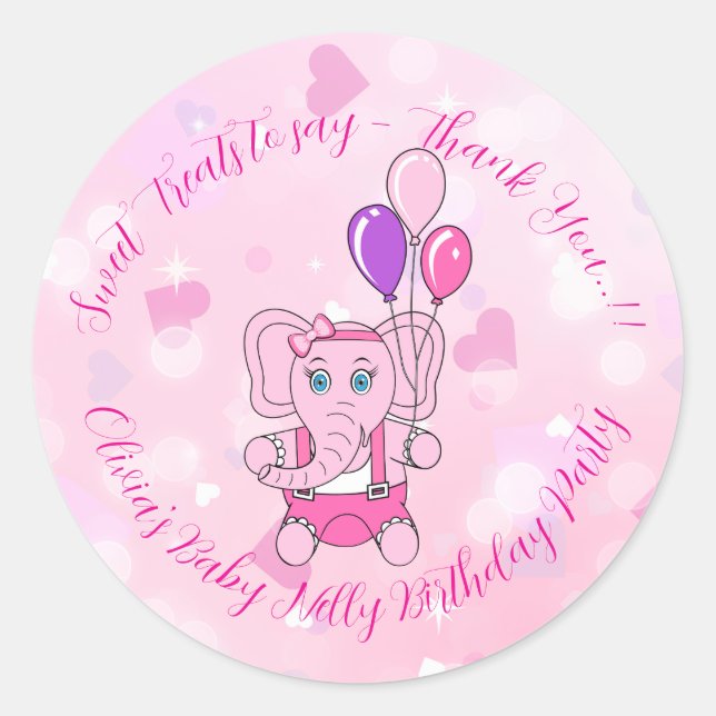 Adesivo Redondo Baby Nelly Festa de aniversário (Frente)