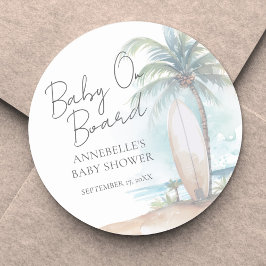 Adesivo Redondo Baby On Board Beach Baby Shower