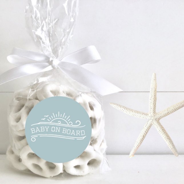 Adesivo Redondo Baby On Conselho Surfing Blue Chá de fraldas (Criador carregado)