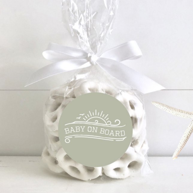 Adesivo Redondo Baby On Conselho Surfing Green Chá de fraldas (Criador carregado)