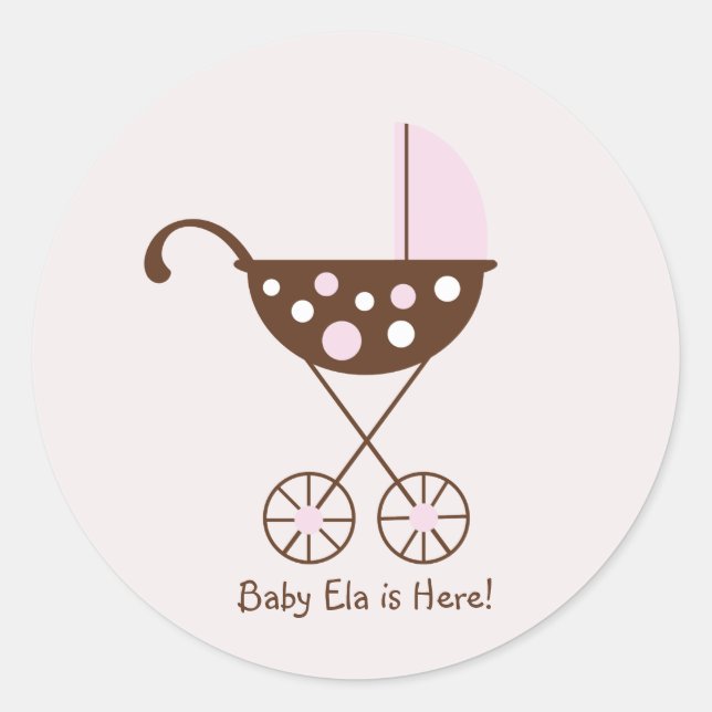Adesivo Redondo Baby Pram Stick Pink (Frente)