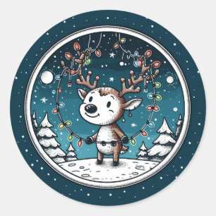 Adesivo Redondo Baby Reindeer de Natal