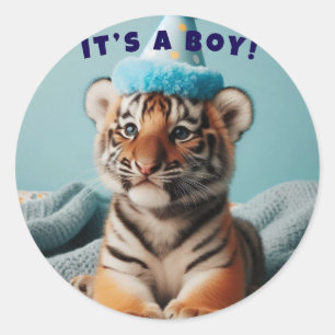 Adesivo Redondo Baby Reveal Boy Tiger