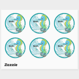 Adesivo Redondo Baby Seacavalo | Blue Personated Round Sticker