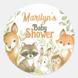 Adesivo Redondo Baby Shower Cute Baby Animals