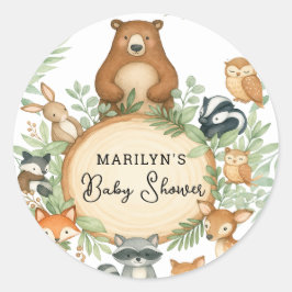 Adesivo Redondo Baby Shower Cute Baby Animals