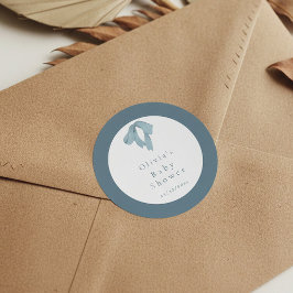 Adesivo Redondo Baby Shower for Boy Blue Bow , Customizable 
