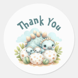 Adesivo Redondo Baby Shower Sticker Dinosaur Dino Mite Party