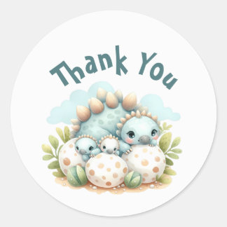 Adesivo Redondo Baby Shower Sticker Dinosaur Dino Mite Party