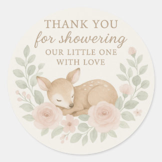 Adesivo Redondo Baby Shower Thank You Sticker – Deer Theme