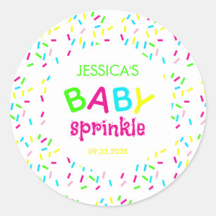 Adesivo Redondo Baby Sprinkle Colorful Rainbow Sprinkles Chá