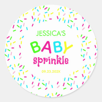 Adesivo Redondo Baby Sprinkle Colorful Rainbow Sprinkles Chá