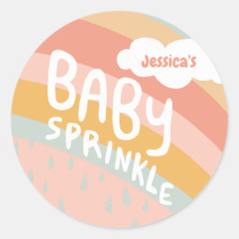 Adesivo Redondo BABY SPRINKLE Cute Clouts Rainbow Rain Personaliza