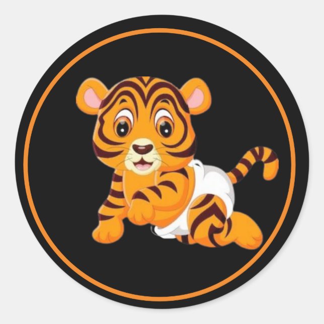 Adesivo Redondo Baby Tiger Sticker (Frente)