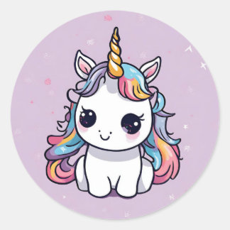 Adesivo Redondo Baby Unicorn Party Favor Stickers