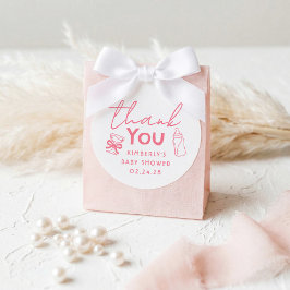 Adesivo Redondo Baby's Bottle and Champagne Funny Thank You