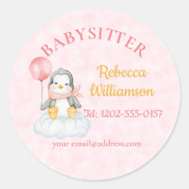 Adesivo Redondo Babysitter Cute Penguin