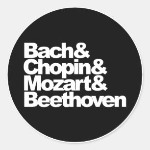 Adesivo Redondo Bach and Chopin and Mozart and Beethoven