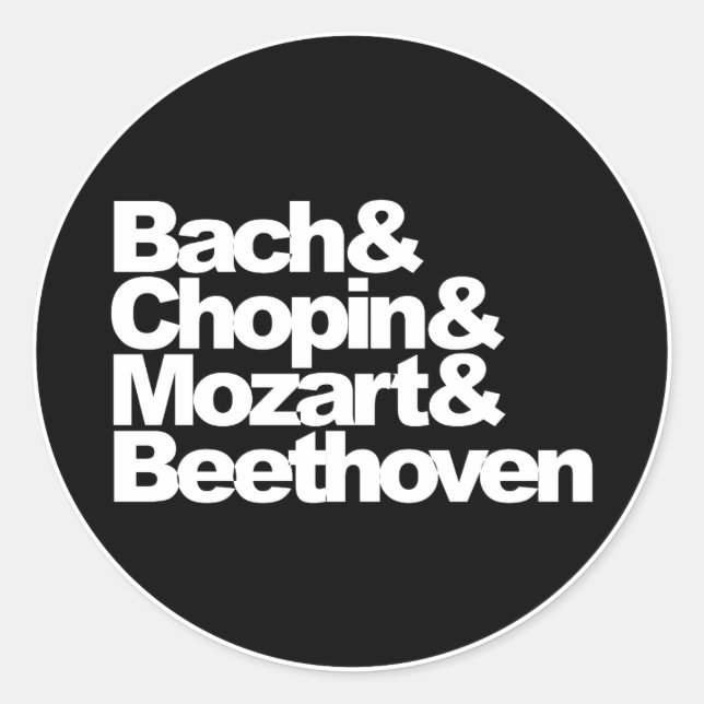 Adesivo Redondo Bach and Chopin and Mozart and Beethoven (Frente)