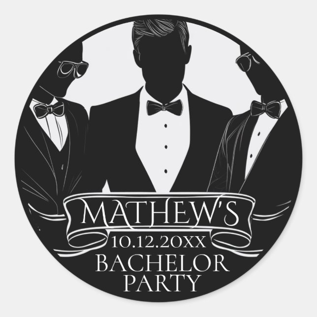 Adesivo Redondo Bachelor Party Poker Chip (Frente)