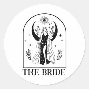 Adesivo Redondo Bachelorette de Casamento Gótico da Noiva Coven