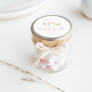 Adesivo Redondo Bachelorette de champanhe moderna cor-de-rosa