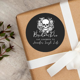 Adesivo Redondo Bachelorette Party Bride or Die Skull Floral